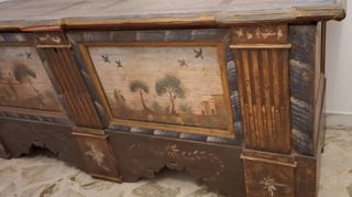 Cassapanca baule antico dipinto