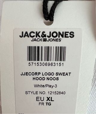 Sudadera Jack&Jones Blanca con etiqueta