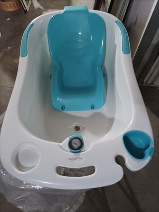 Bañera para bebé blanca y azul