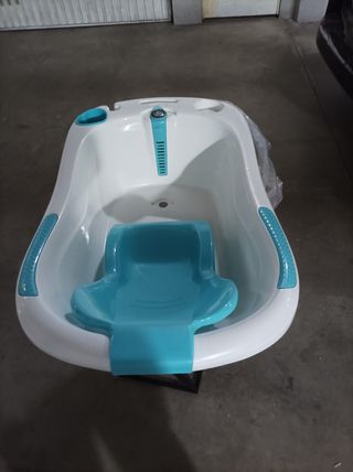Bañera para bebé blanca y azul