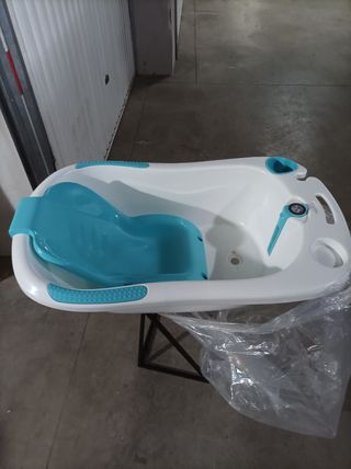 Bañera para bebé blanca y azul