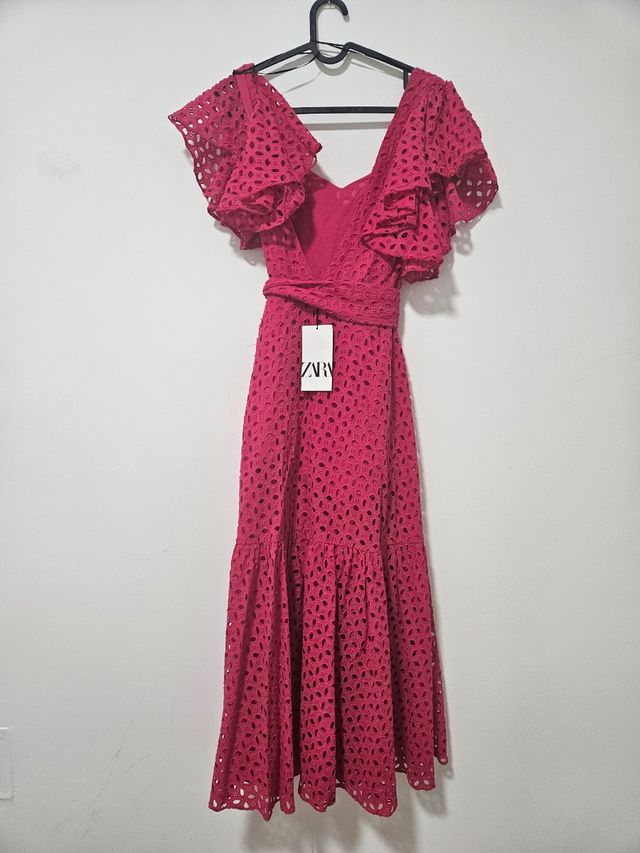Vestido Zara Volantes Fucsia