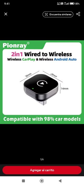 Adaptador CarPlay y Android Auto Inalámbrico