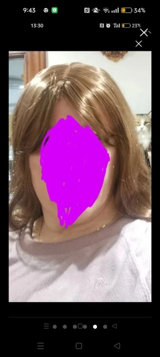 Peluca nueva fibra castaño y rubio