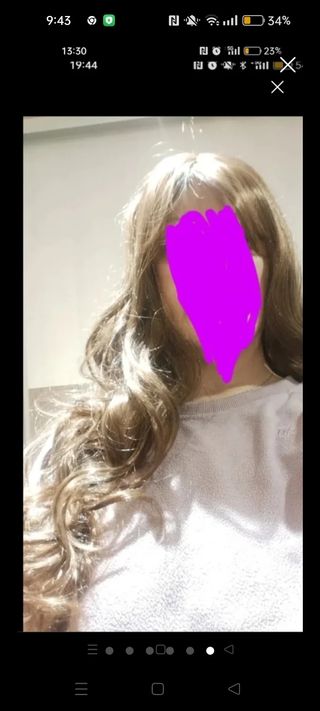 Peluca nueva fibra castaño y rubio