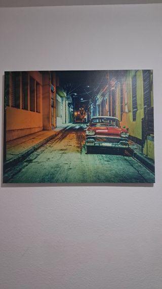 Cuadro Coche Clásico Rojo y Amarillo