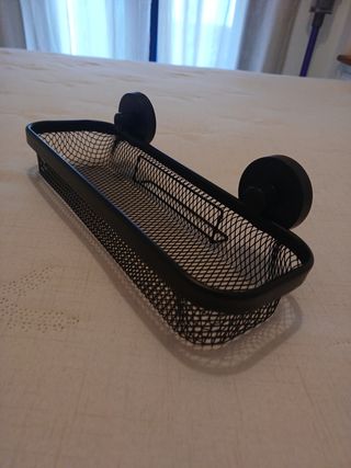 Estante de metal negro para baño 