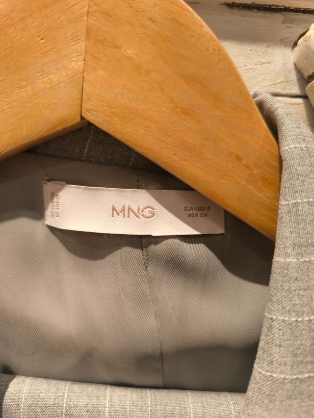 Traje Mango 3 piezas mujer gris azulado talla S