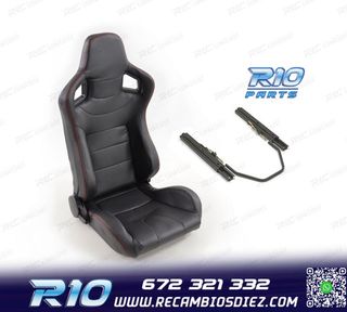 ASIENTO DEPORTIVO SEMI BAQUET ESTILO RS CARBONO NEGRO Y CORR