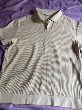 Polo Zara Beige de canalé