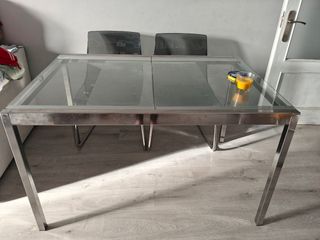 Mesa de comedor cristal y metal