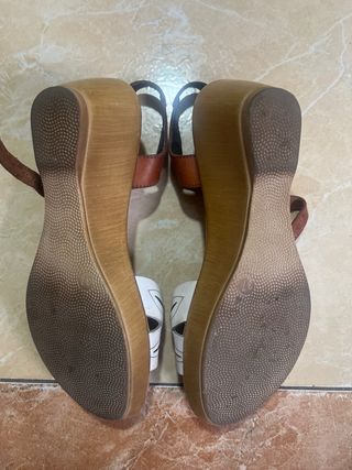 Sandalias Marila Verano Cuña Marrón y Blanco