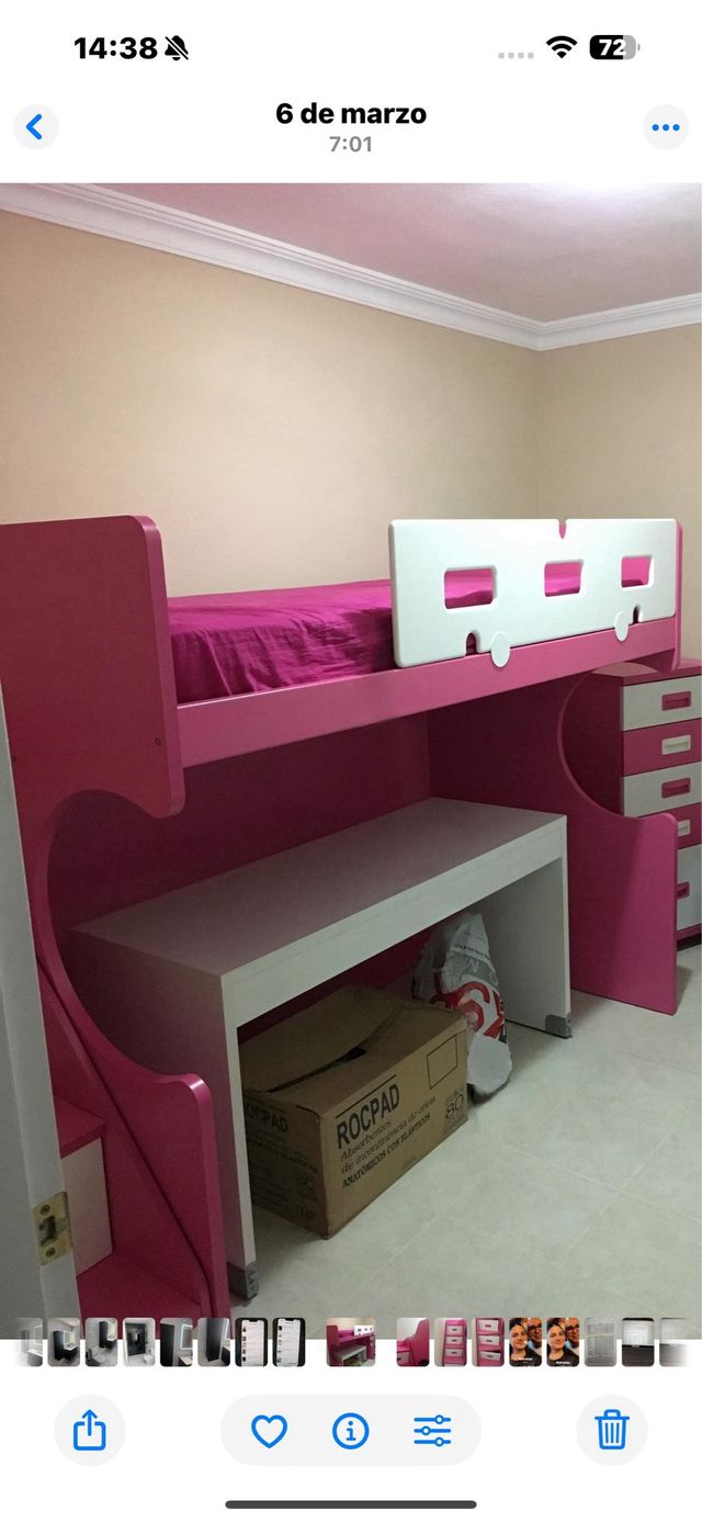 Cama con escritorio y silla