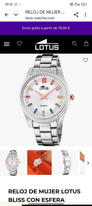 Reloj Lotus Mujer Multicolor y Plateado