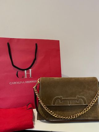 Bolso Carolina Herrera Marrón y Dorado