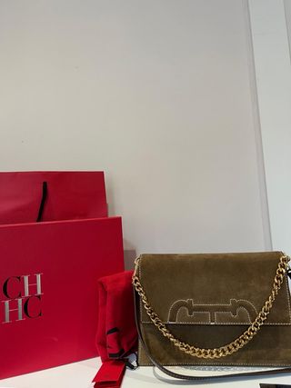 Bolso Carolina Herrera Marrón y Dorado