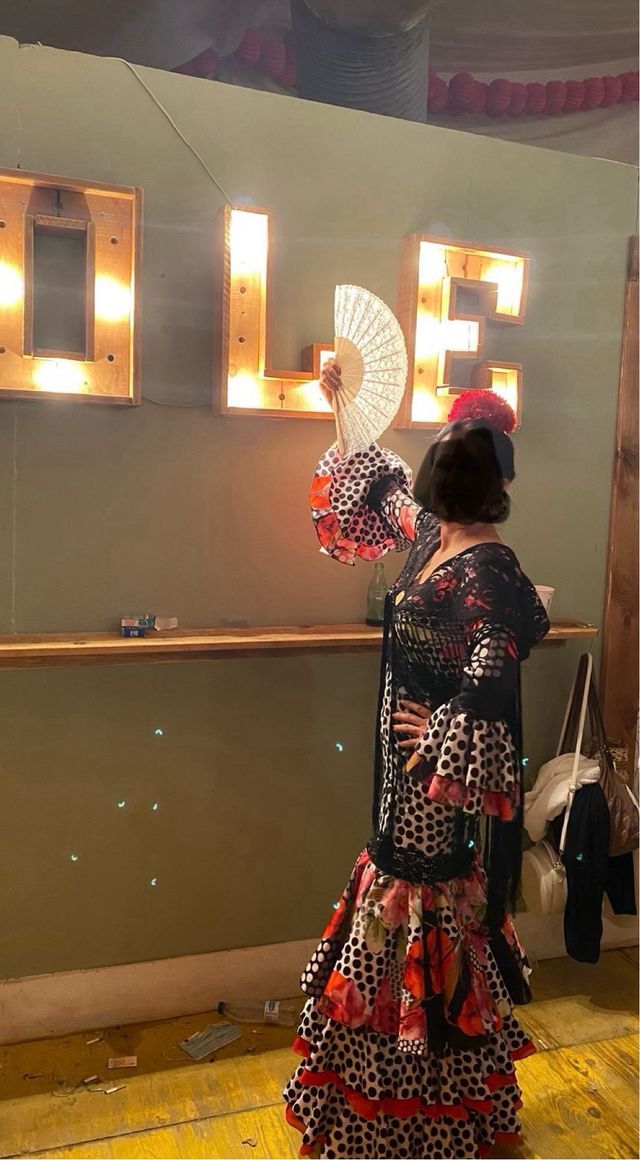 Vestido Flamenca Talla 42 Negro Multicolor