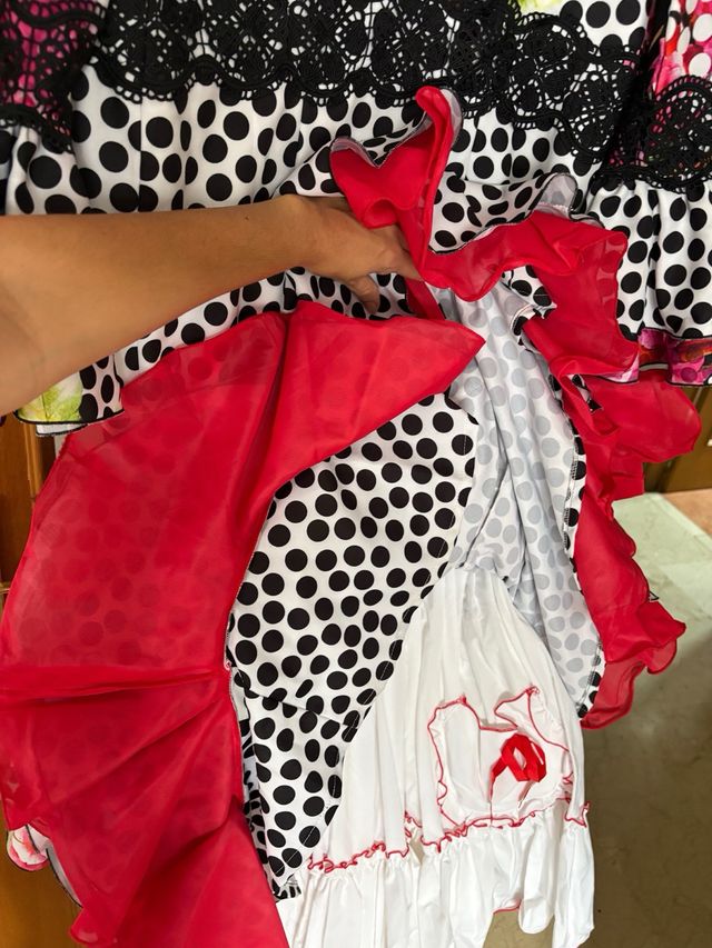 Vestido Flamenca Talla 42 Negro Multicolor