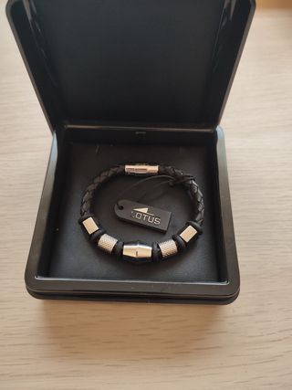 Pulsera Lotus Hombre Negra y Plateada