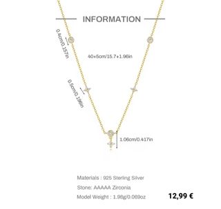 Collar plata dorada con circonitas
