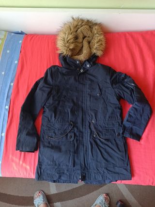 Cazadora niño azul con capucha forro desmontable 