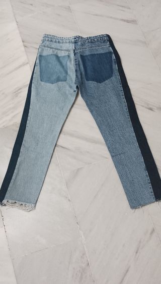 Pantalón vaquero denim bicolor Zara
