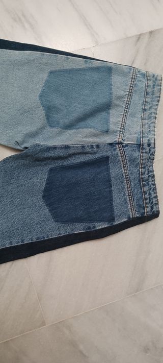 Pantalón vaquero denim bicolor Zara