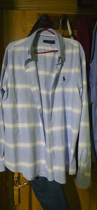Camisa Polo Ralph Lauren Rayas Azul Talla M