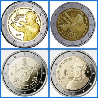 LOTE DE 4 MONEDAS DE 2 EUROS DE ITALIA Y GRECIA