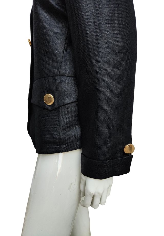 Aquascutum Vintage 80's Black Linen Blazer UK 10