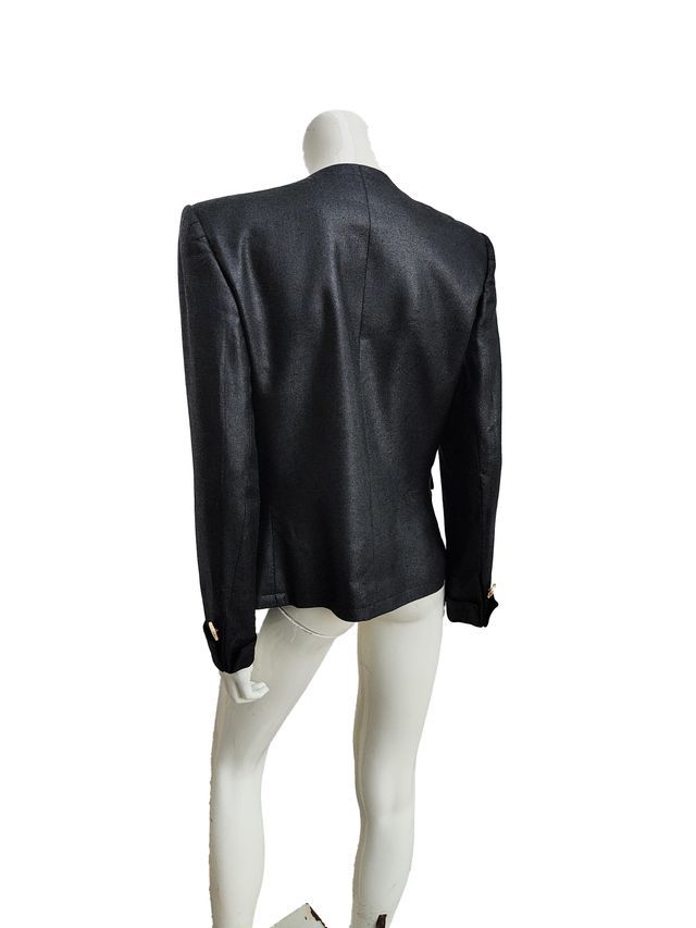 Aquascutum Vintage 80's Black Linen Blazer UK 10