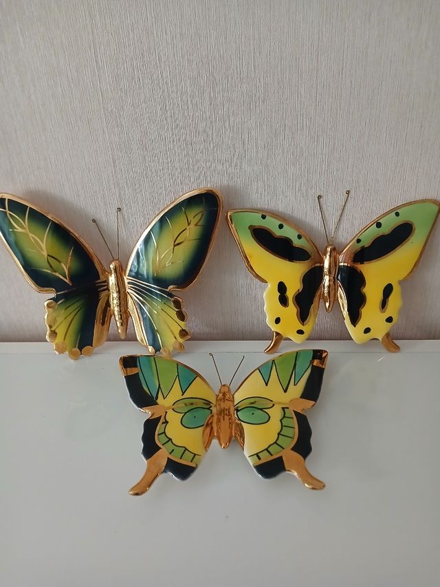 3 Mariposas Decorativas Cerámica