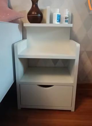 Mesa auxiliar noche mesita madera nueva blanca 