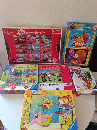 Lote 7 Puzzles Infantiles: Cars, Pac-Man, Avengers