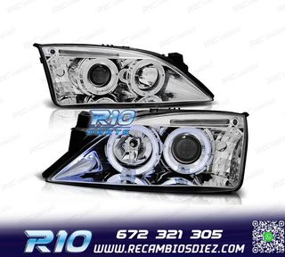 FAROS PARA FORD MONDEO MK3 00-07 OJOS ANGEL FONDO CROMO