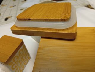 Set 3 Scatole Ceramica con Coperchio Bamboo