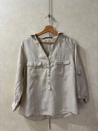 Camisa Zara Lino Beige