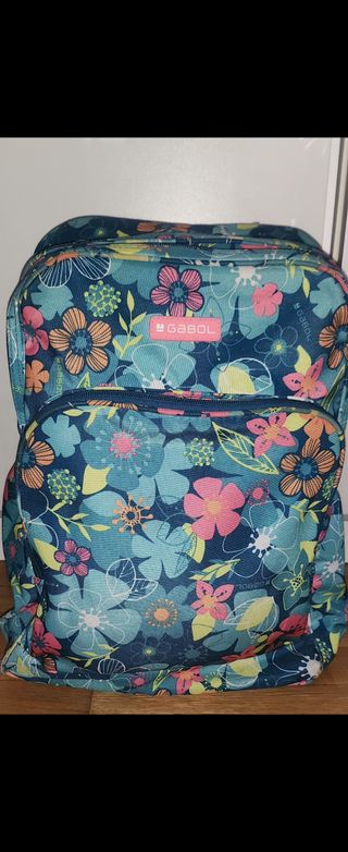 Mochila Escolar Gabol Flores Azul Multicolor