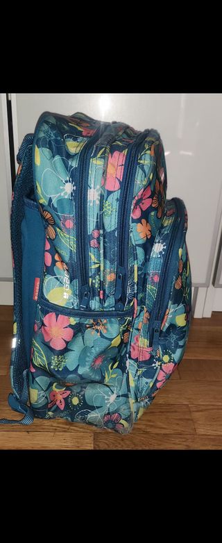 Mochila Escolar Gabol Flores Azul Multicolor