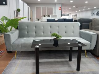 Sofá Cama Terciopelo Negro 210cm