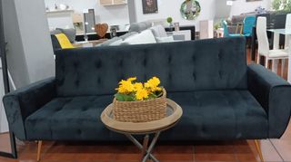 Sofá Cama Terciopelo Negro 210cm