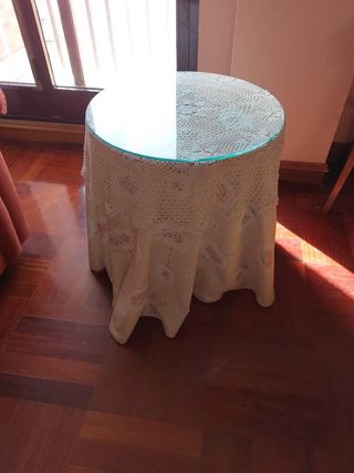 Mesa camilla redonda 50cm con cristal