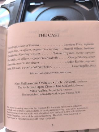 Mozart Cosi fan tutte - ópera en 3 CDs