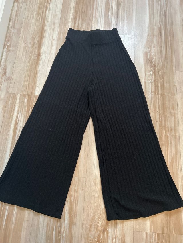 Pantalón de punto ancho negro XXS