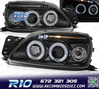 FAROS FORD FIESTA 99-02 OJOS ANGEL FONDO NEGRO