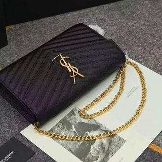 Bolso YSL Monogram Negro Cadena Dorada