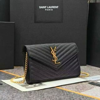 Bolso YSL Monogram Negro Cadena Dorada