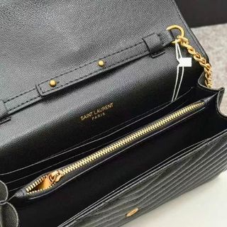 Bolso YSL Monogram Negro Cadena Dorada