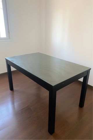 Mesa Comedor Cristal Negra 140x84x75