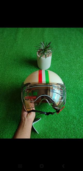 Casco Moto Retro Talla L Tricolor Unisex